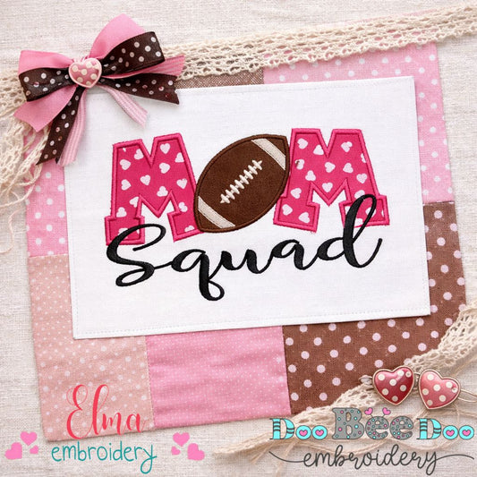 Mom Squad Football – Appliqué – Machine Embroidery Design