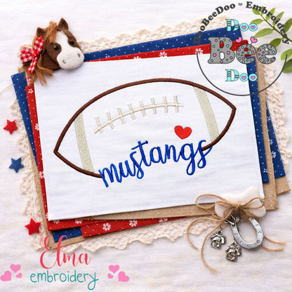 Mustangs Football Script - Satin Stitch – Machine Embroidery Design