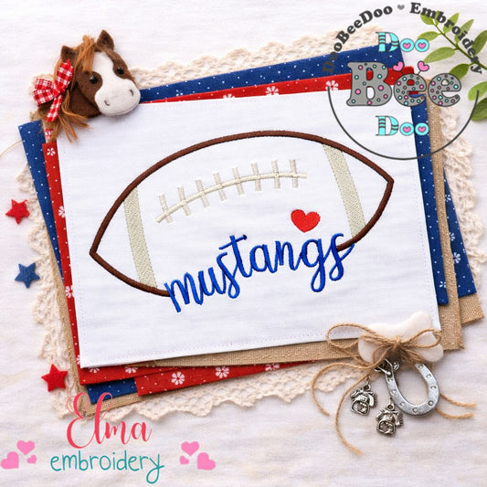 Mustangs Football Script - Satin Stitch – Machine Embroidery Design