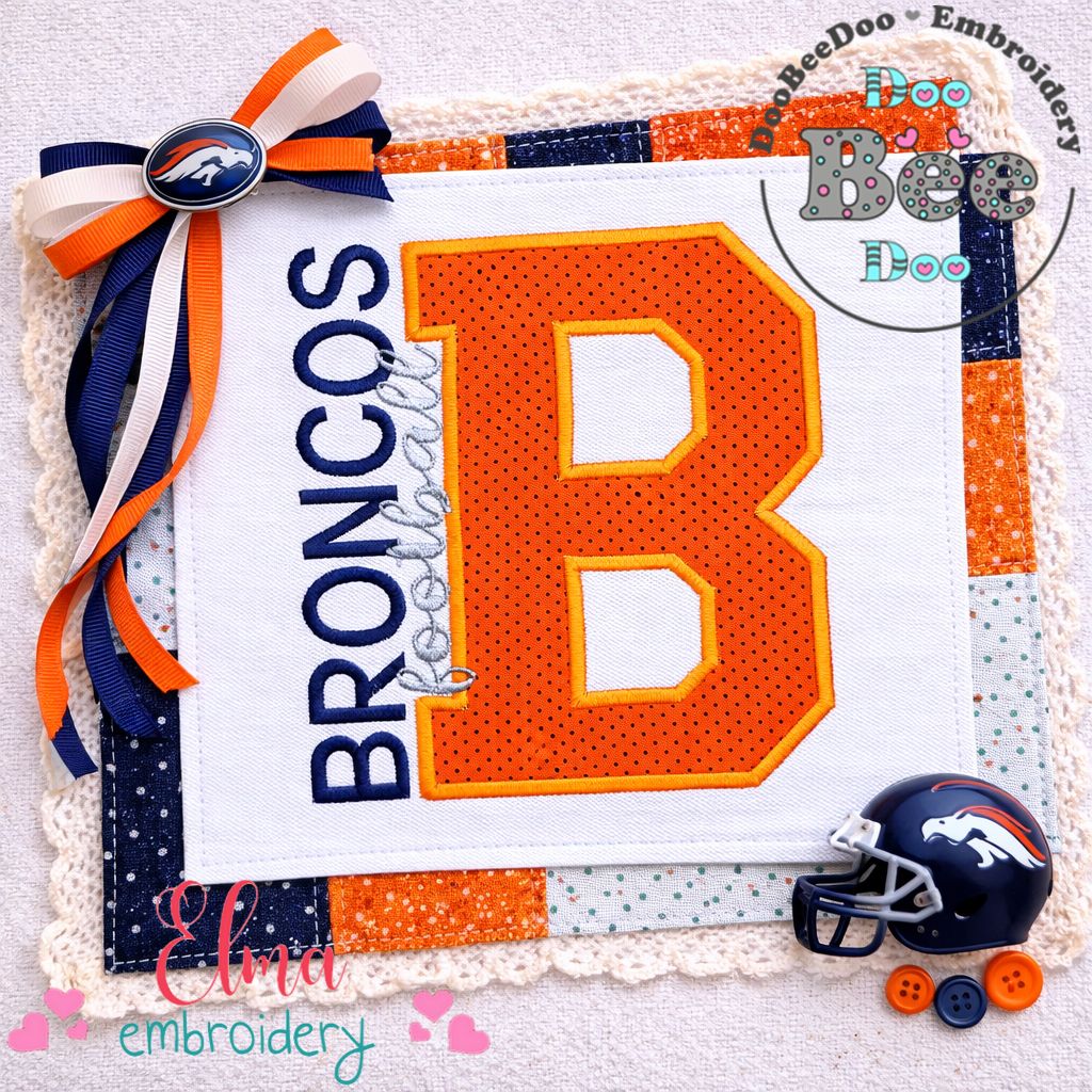 Broncos B Monogram - Appliqué - Machine Embroidery Design