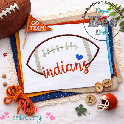 Indians Football Script - Satin Stitch – Machine Embroidery Design
