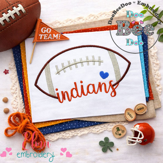 Indians Football Script - Satin Stitch – Machine Embroidery Design