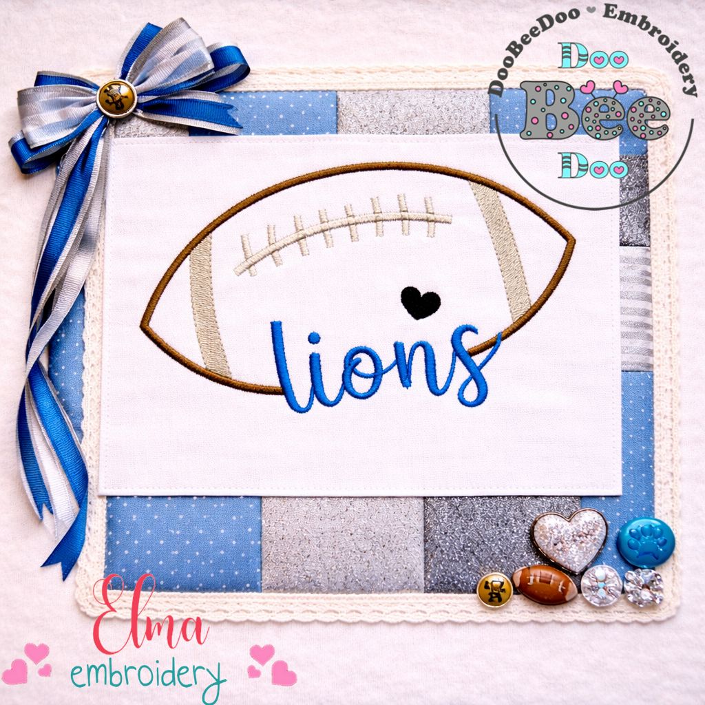 Sweet Lions Football Name – Satin Stitch – Machine Embroidery Design