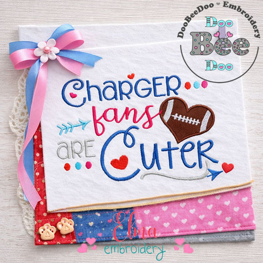 Charger Fans Are Cuter - Appliqué - Machine Embroidery Design