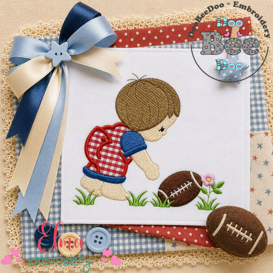 Little Football Buddy - Appliqué - Machine Embroidery Design