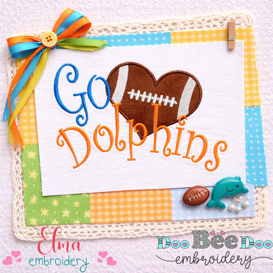 Go Dolphins – Fill Stitch – Machine Embroidery Design
