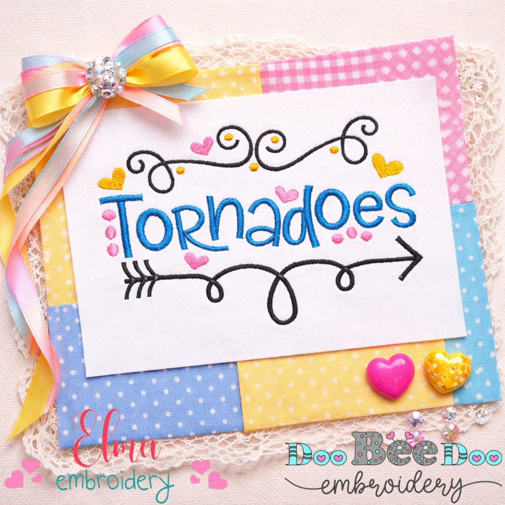 Tornadoes Arrows Hearts - Satin Stitch - Machine Embroidery Design