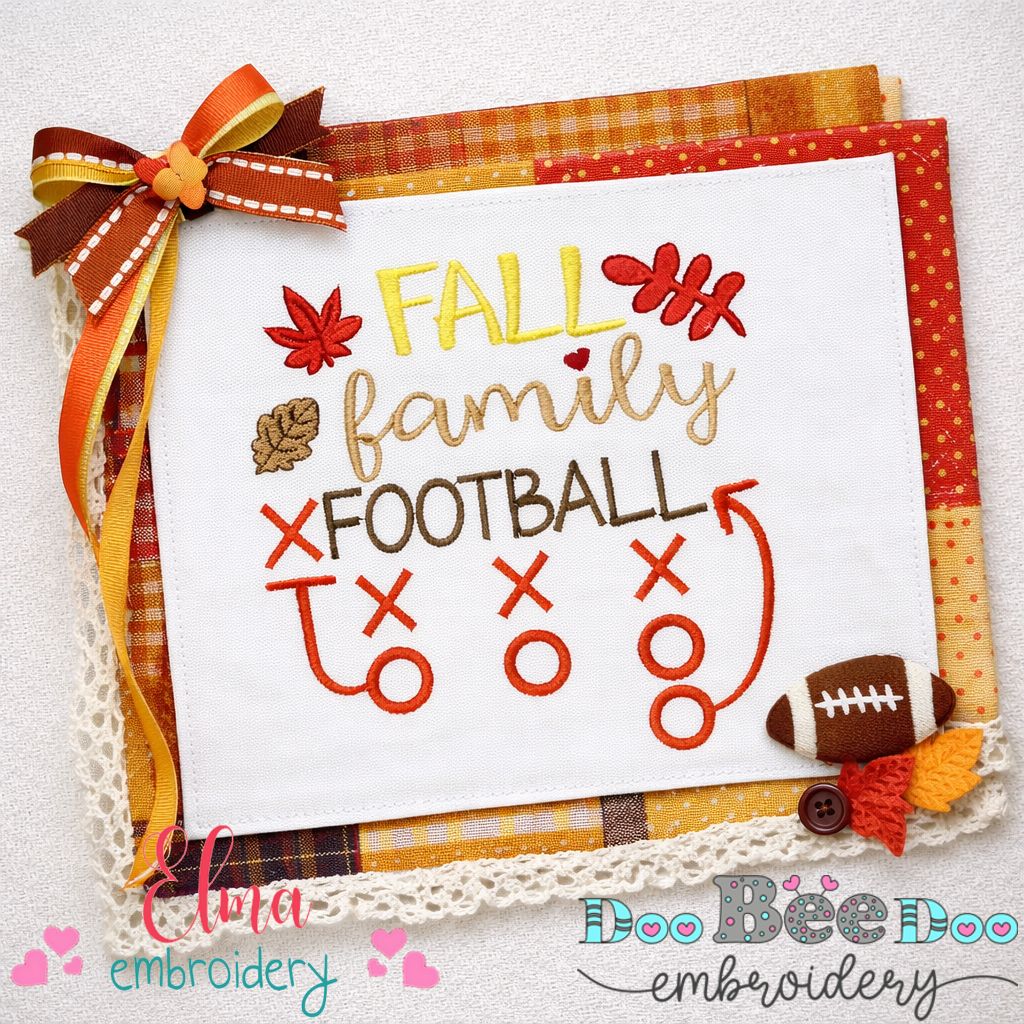 Fall Family Football Playbook - Satin Stitch - Machine Embroidery Design