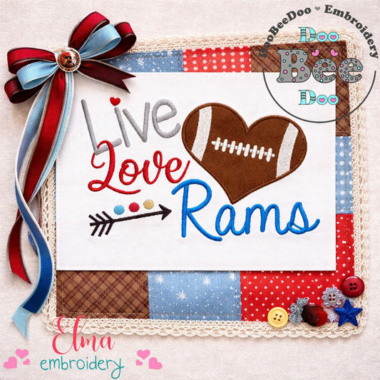 Live Love Rams – Appliqué – Machine Embroidery Design