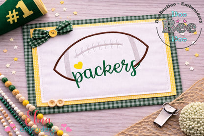 Go Packers Football – Satin Stitch – Machine Embroidery Design