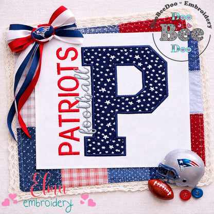 Patriots P Monogram - Appliqué - Machine Embroidery Design
