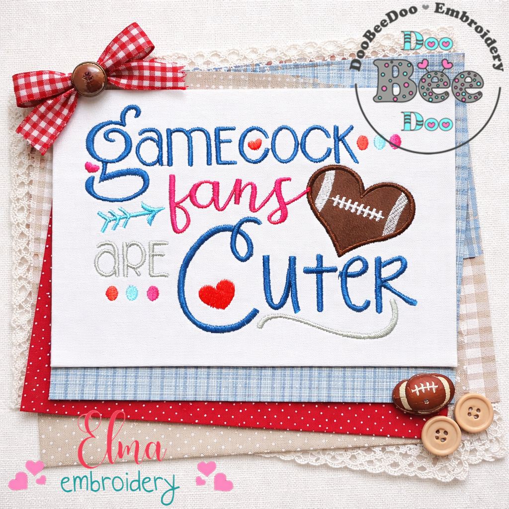 Gamecock Fans Are Cuter - Appliqué - Machine Embroidery Design