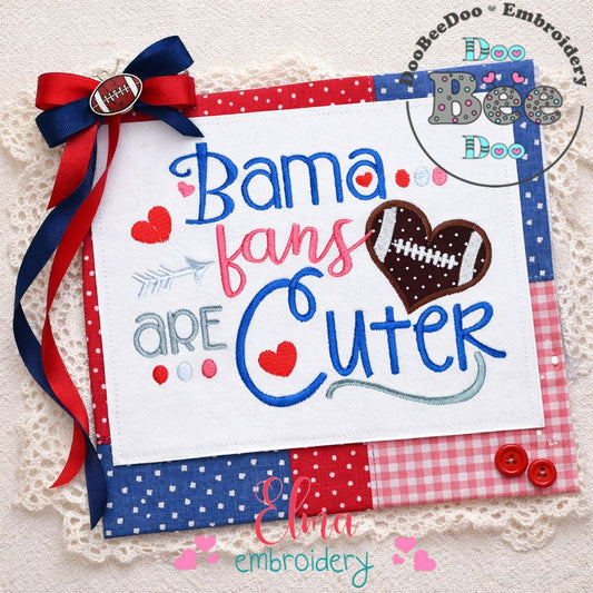 Bama Fans Are Cuter Football Heart - Appliqué - Machine Embroidery Design