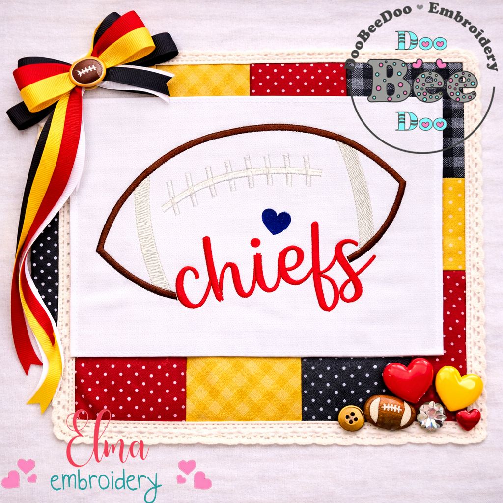 Chiefs Football Script – Satin Stitch – Machine Embroidery Design