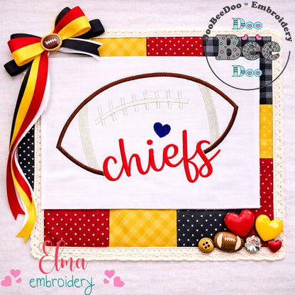 Chiefs Football Script – Satin Stitch – Machine Embroidery Design