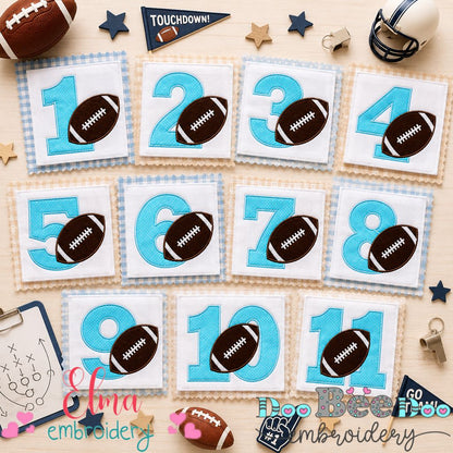 Football Birthday Numbers Collection - Applique - Machine Embroidery Design