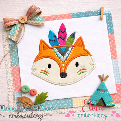 Boho Fox Face - Appliqué – Machine Embroidery Design