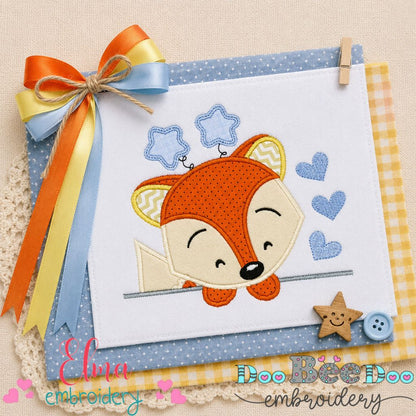 Sweet Fox Peek - Applique - Machine Embroidery Design