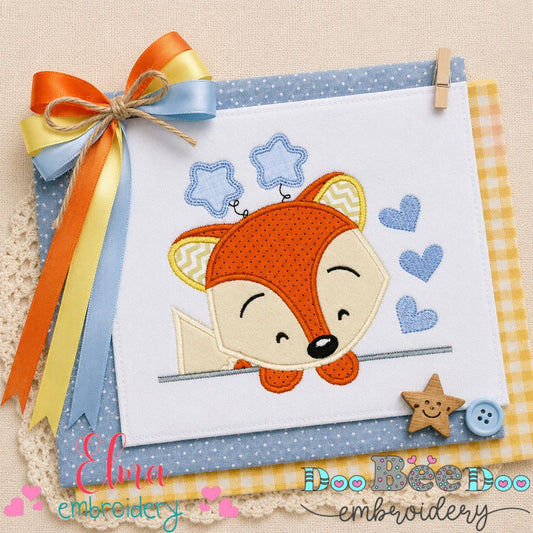 Sweet Fox Peek - Applique - Machine Embroidery Design