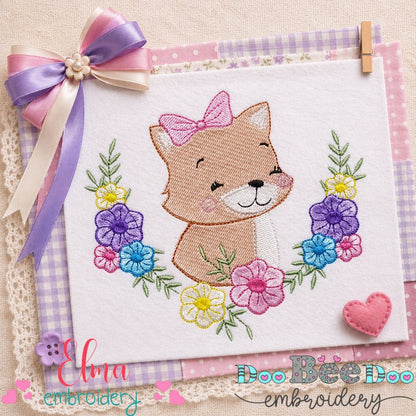 Blossom Fox Friend - Fill Stitch – Machine Embroidery Design