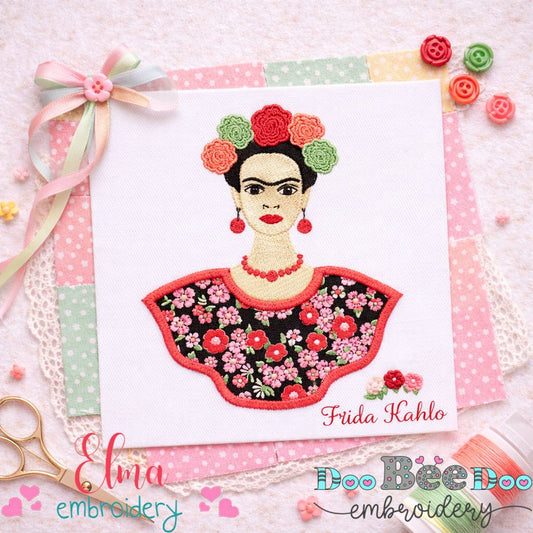 Frida Kahlo Portrait – Appliqué – Machine Embroidery Design