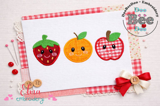 Strawberry Orange Apple – Appliqué – Machine Embroidery Design