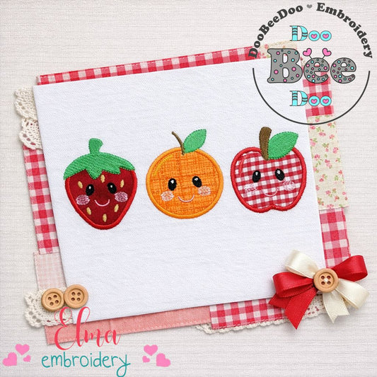 Strawberry Orange Apple – Appliqué – Machine Embroidery Design