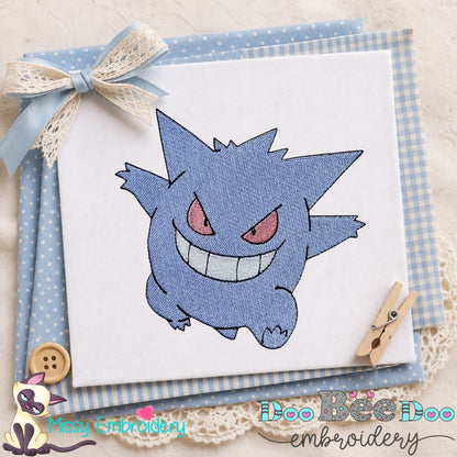 Playful Gengar Ghost – Fill Stitch – Machine Embroidery Design