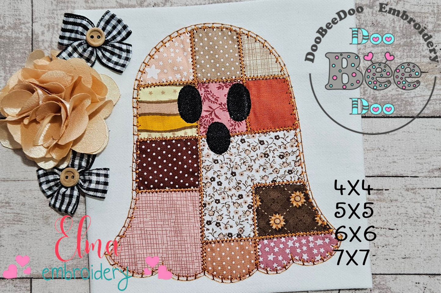 Sweet Patchwork Ghost – Applique – Machine Embroidery Design