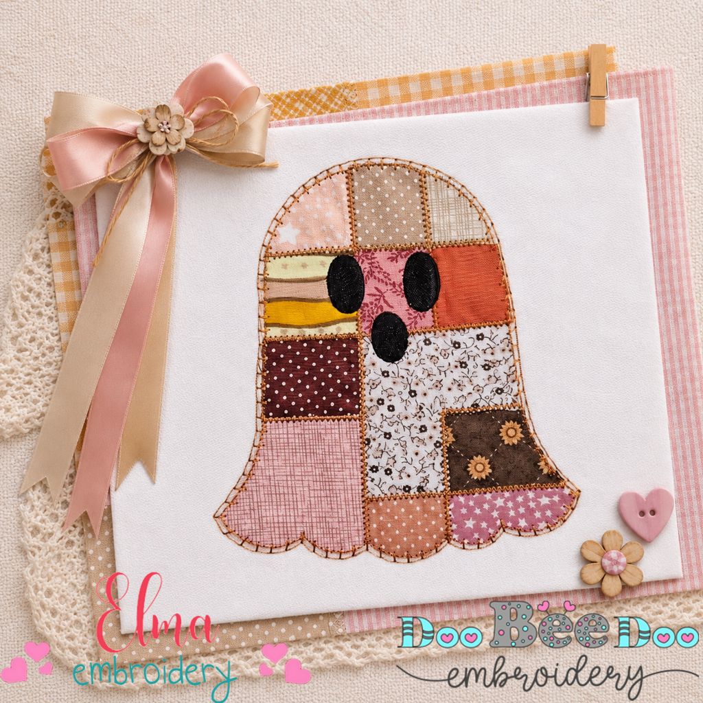 Sweet Patchwork Ghost – Applique – Machine Embroidery Design