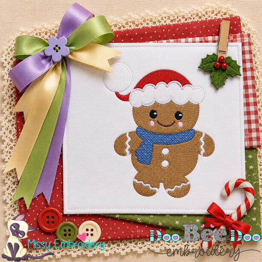 Cozy Gingerbread Boy - Fill Stitch - Machine Embroidery Design