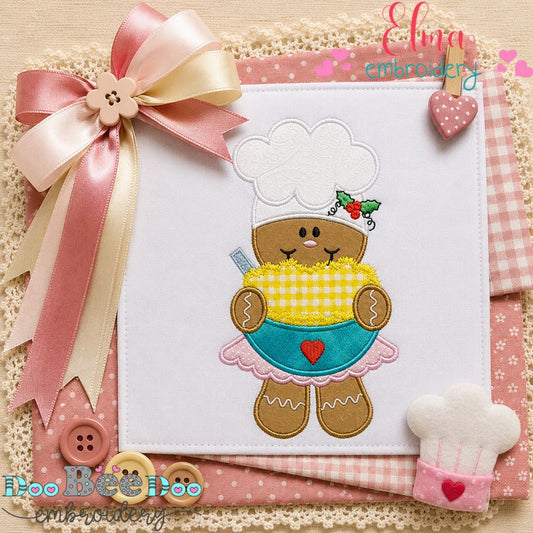 Sweet Gingerbread Baker Girl - Appliqué - Machine Embroidery Design