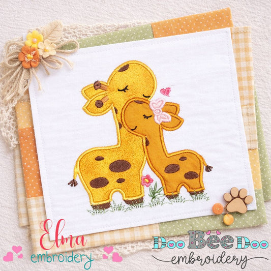 Giraffe Mom and Daughter – Applique – Machine Embroidery Design