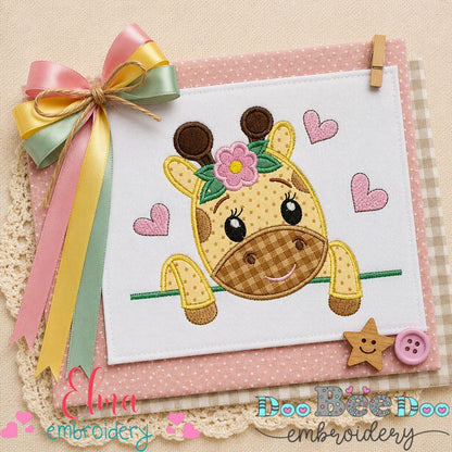 Sweet Giraffe Peek - Applique - Machine Embroidery Design