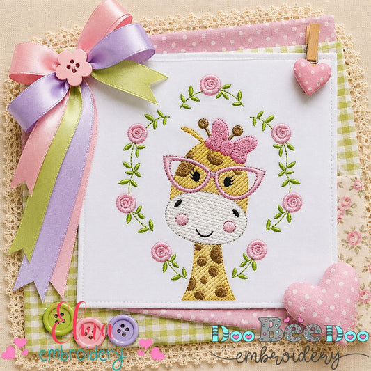 Darling Giraffe Bloom - Sketch Stitch - Machine Embroidery Design