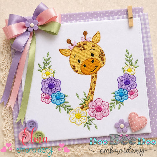 Sweet Blossom Giraffe - Fill Stitch – Machine Embroidery Design