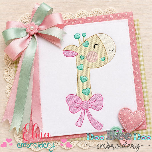 Sweet Giraffe Bow – Fill Stitch – Machine Embroidery Design