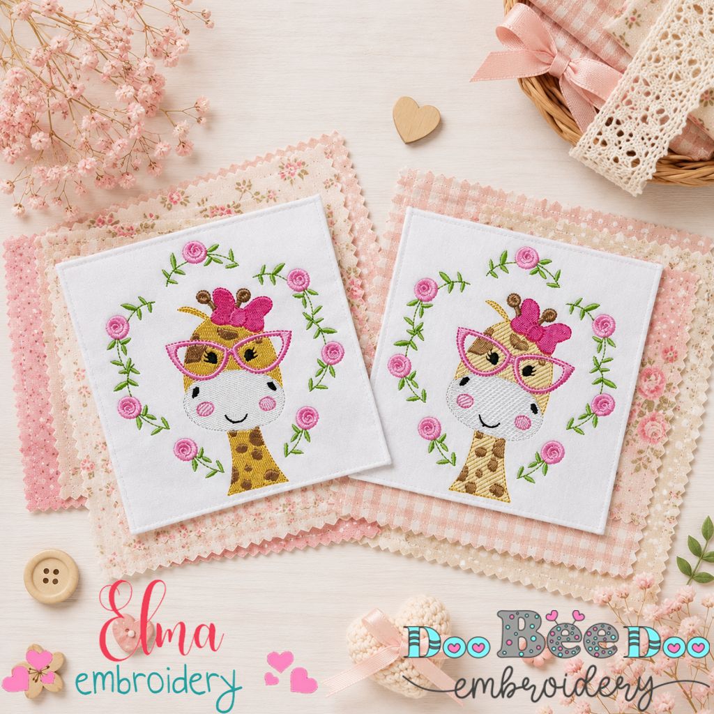 Fancy Giraffe Collection - Fill & Sketch Stitch - Machine Embroidery Design