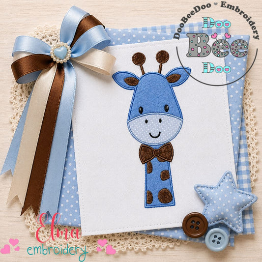 Sweet Blue Giraffe - Appliqué – Machine Embroidery Design