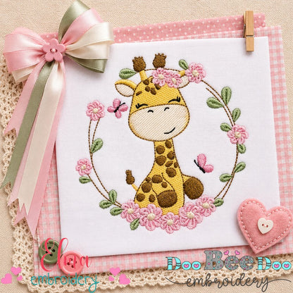 Floral Giraffe – Fill Stitch – Machine Embroidery Design