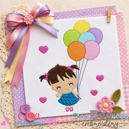 Sweet Balloon Girl Dreams - Fill Stitch – Machine Embroidery Design