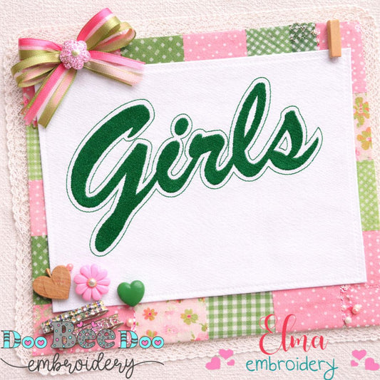 Girls Script Retro Style - Fill Stitch - Machine Embroidery Design