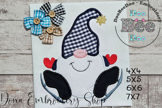 Sweetheart Winter Gnome - Applique - Machine Embroidery Design