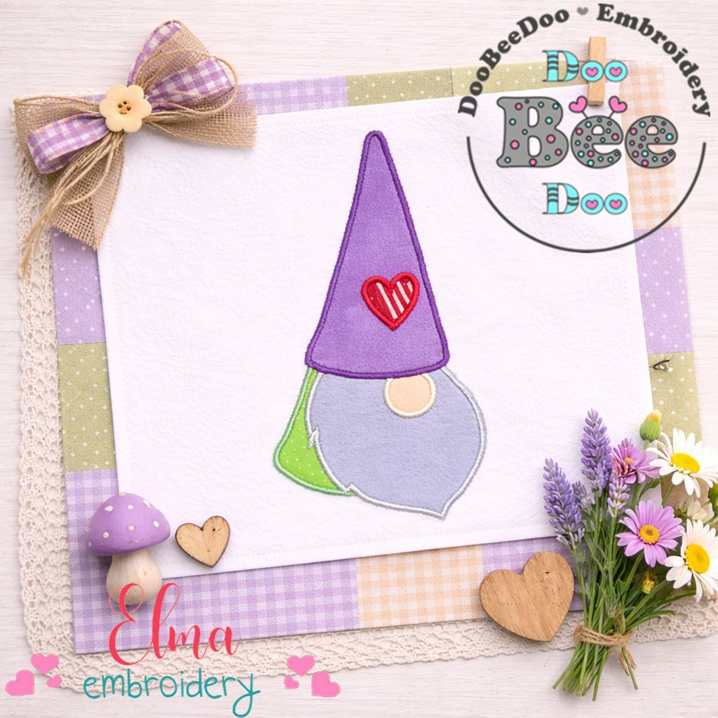 Cute Gnome - Appliqué – Machine Embroidery Design