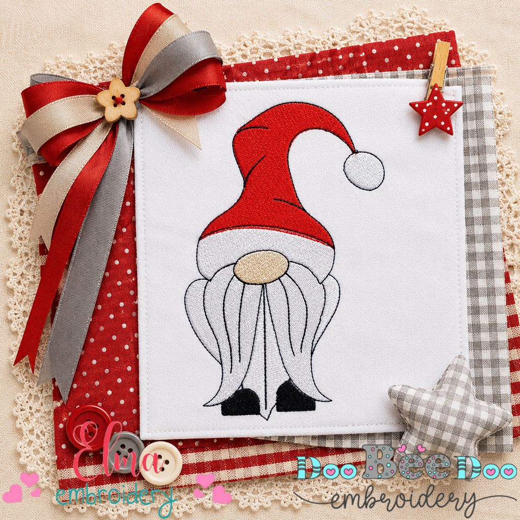 Cozy Christmas Gnome - Fill Stitch - Machine Embroidery Design