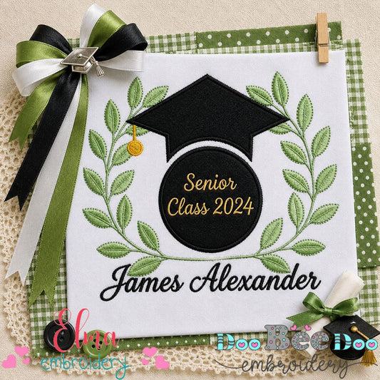 Graduation Laurel Frame - Appliqué – Machine Embroidery Design