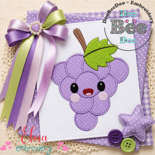 Kawaii Grape Friends Applique Design - Appliqué – Machine Embroidery Design