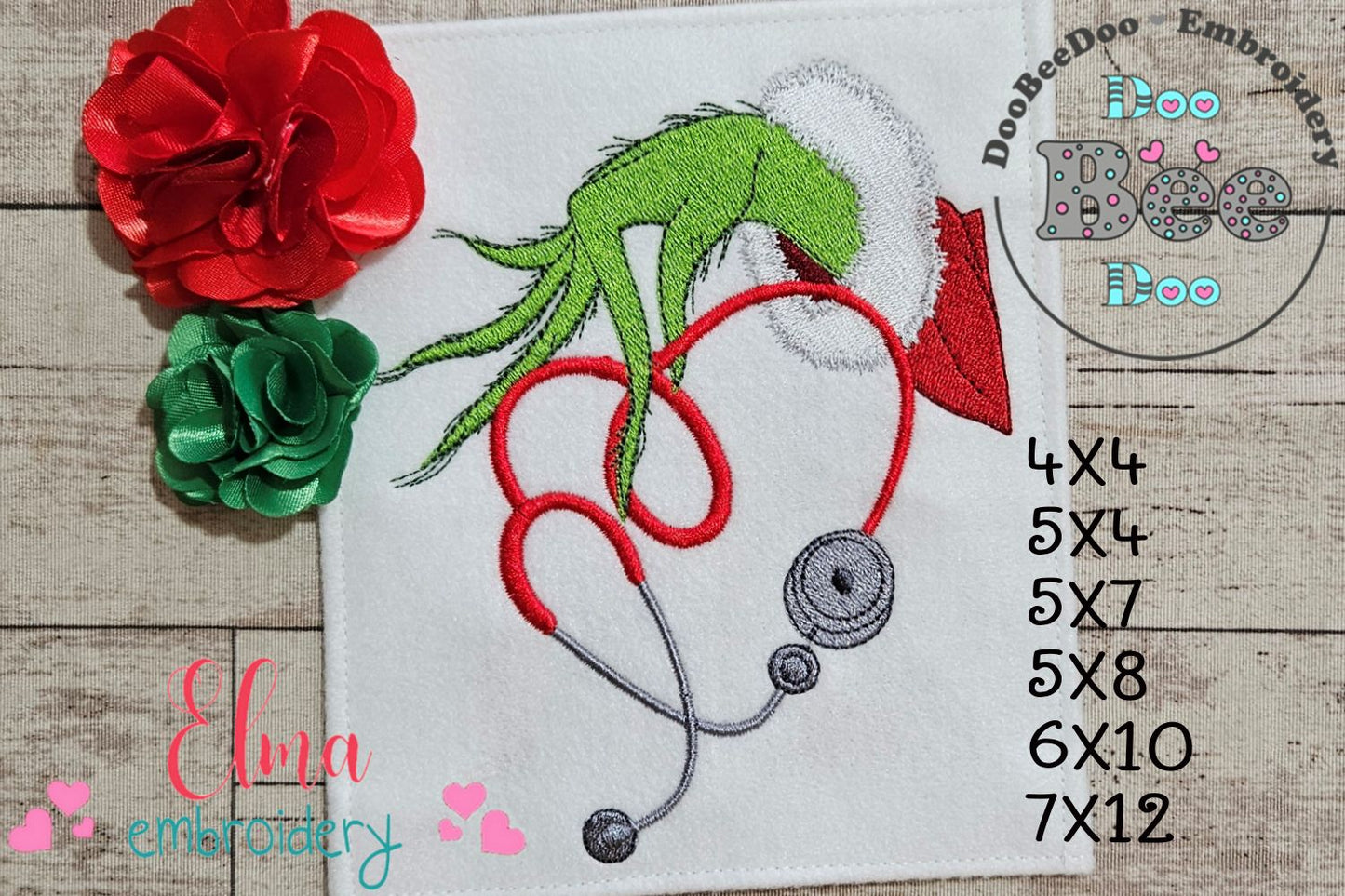 Grinchy Nurse Love – Fill Stitch – Machine Embroidery Design