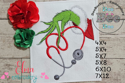 Grinchy Nurse Love – Fill Stitch – Machine Embroidery Design