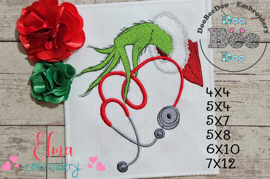 Grinchy Nurse Love – Fill Stitch – Machine Embroidery Design